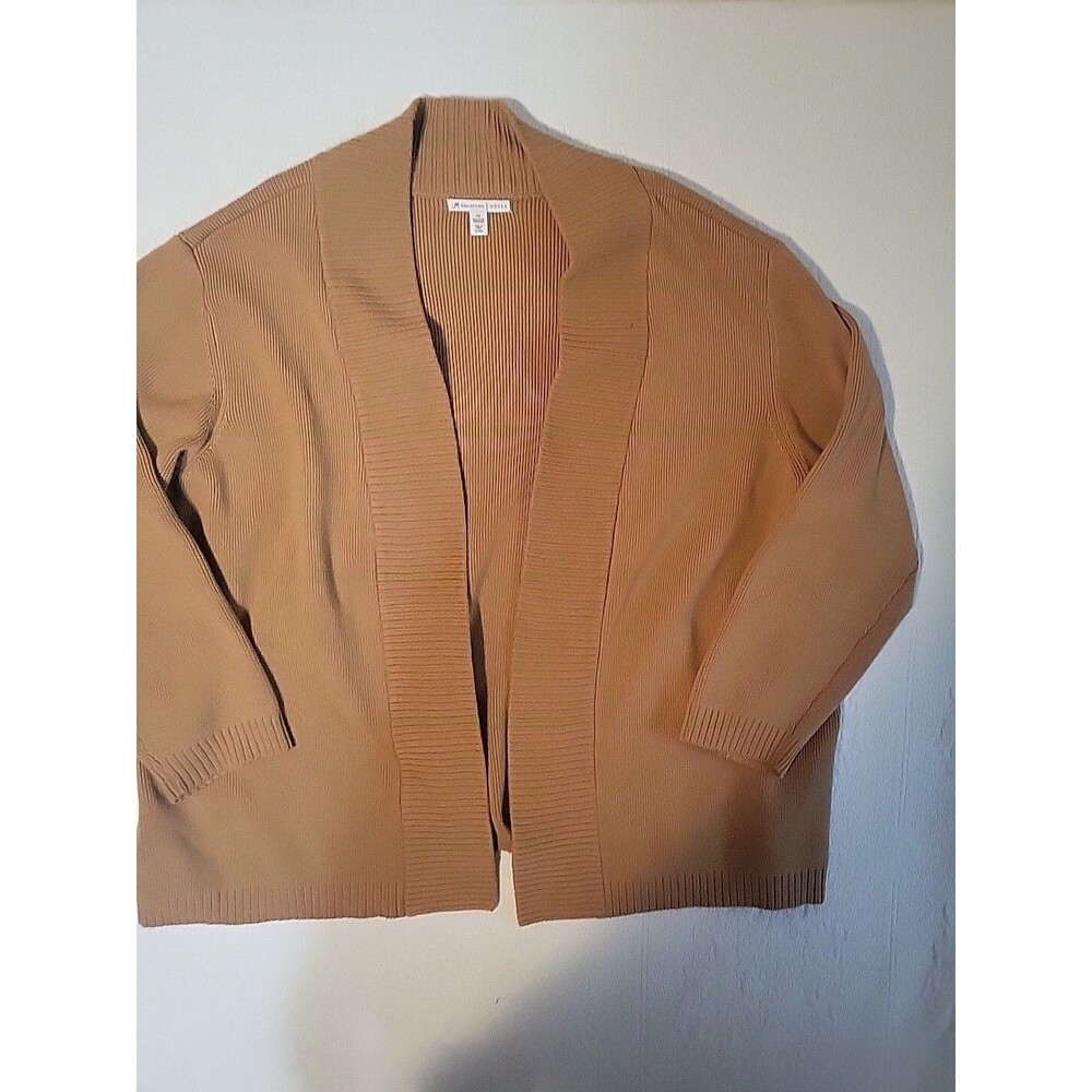 Jm Collection 3X Women's Cardigan Tan  Open Front Cozy Comfortable